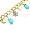 Pulsera de Dije 03.331.0201.08 Oro Laminado, Diseño de Gota, con Turquoise Opal, Pulido, Tono Dorado (10 MM Thickness, 8 Inches Length)