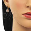 Arete Gancho Frances 5.125.012.5 Oro Laminado, Diseño de Gota, con Rosa and Blanca Cristal, Pulido, Tono Dorado