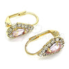 Arete Gancho Frances 5.125.012.5 Oro Laminado, Diseño de Gota, con Rosa and Blanca Cristal, Pulido, Tono Dorado