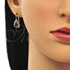 Arete Gancho Frances 5.125.012.6 Oro Laminado, Diseño de Gota, con Amatista and Blanca Cristal, Pulido, Tono Dorado