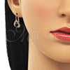 Arete Gancho Frances 5.125.012.7 Oro Laminado, Diseño de Gota, con Negro and Blanca Cristal, Pulido, Tono Dorado