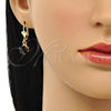 Arete Colgante 02.122.0112.1 Oro Laminado, con Dark Ametista Cristal, Pulido, Tono Dorado