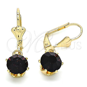 Arete Colgante 02.122.0112.1 Oro Laminado, con Dark Ametista Cristal, Pulido, Tono Dorado