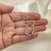 Arete Colgante 02.122.0112.3 Oro Laminado, con Rosado Cristal, Pulido, Tono Dorado