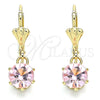 Arete Colgante 02.122.0112.3 Oro Laminado, con Rosado Cristal, Pulido, Tono Dorado