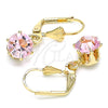 Arete Colgante 02.122.0112.3 Oro Laminado, con Rosado Cristal, Pulido, Tono Dorado