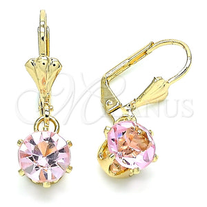 Arete Colgante 02.122.0112.3 Oro Laminado, con Rosado Cristal, Pulido, Tono Dorado