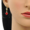 Arete Colgante 02.122.0112.4 Oro Laminado, con Granate Cristal, Pulido, Tono Dorado