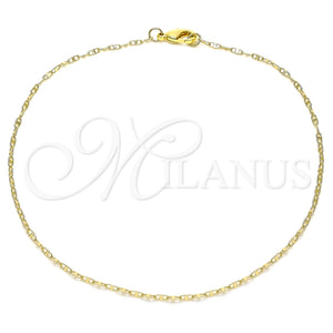 Tobillera Básica 04.213.0226.11 Oro Laminado, Pulido, Tono Dorado (02 MM Thickness, 11 Inches Length)