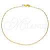 Tobillera Básica 04.213.0226.11 Oro Laminado, Pulido, Tono Dorado (02 MM Thickness, 11 Inches Length)