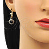 Arete Colgante 02.122.0113 Oro Laminado, con Negro and Blanca Cristal, Pulido, Tono Dorado