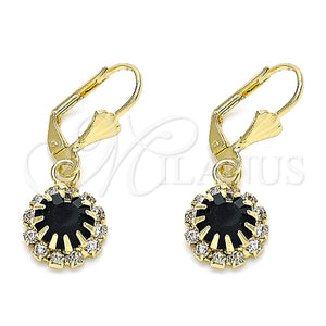 Arete Colgante 02.122.0113 Oro Laminado, con Negro and Blanca Cristal, Pulido, Tono Dorado