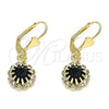 Arete Colgante 02.122.0113 Oro Laminado, con Negro and Blanca Cristal, Pulido, Tono Dorado