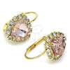 Arete Gancho Frances 02.122.0111.2 Oro Laminado, Diseño de Corazón, con Blanca and Rosado Cristal, Pulido, Tono Dorado