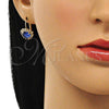 Arete Gancho Frances 02.122.0111.6 Oro Laminado, Diseño de Corazón, con Zafiro Azul and Blanca Cristal, Pulido, Tono Dorado