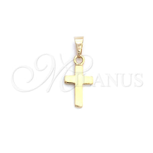 Dije Religioso 05.09.0096 Oro Laminado, Diseño de Cruz, Pulido, Tono Dorado