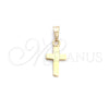 Dije Religioso 05.09.0096 Oro Laminado, Diseño de Cruz, Pulido, Tono Dorado