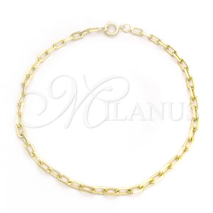 Pulsera Básica 04.09.0193.07 Oro Laminado, Diseño de Paperclip, Pulido, Tono Dorado (03 MM Thickness, 7 Inches Length)