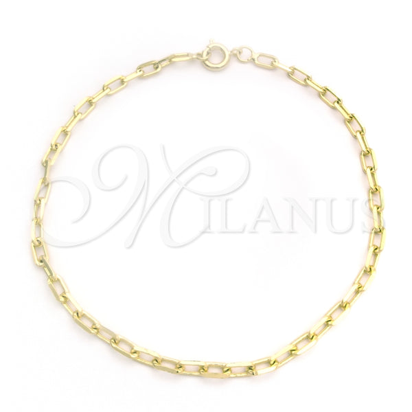 Pulsera Básica 04.09.0193.07 Oro Laminado, Diseño de Paperclip, Pulido, Tono Dorado (03 MM Thickness, 7 Inches Length)
