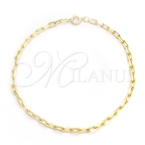 Pulsera Básica 04.09.0193.07 Oro Laminado, Diseño de Paperclip, Pulido, Tono Dorado (03 MM Thickness, 7 Inches Length)