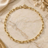 Pulsera Básica 04.09.0194.07 Oro Laminado, Diseño de Paperclip, Pulido, Tono Dorado (Grosor 04 MM, 7 Pulgadas de Largo)