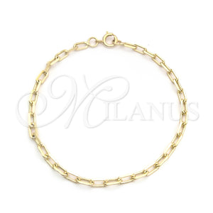 Pulsera Básica 04.09.0194.07 Oro Laminado, Diseño de Paperclip, Pulido, Tono Dorado (04 MM Thickness, 7 Inches Length)