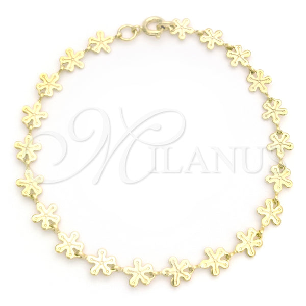 Pulsera Elegante 03.09.0083.07 Oro Laminado, Diseño de Flor, Pulido, Tono Dorado (04 MM Thickness, 7 Inches Length)