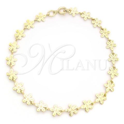 Pulsera Elegante 03.09.0083.07 Oro Laminado, Diseño de Flor, Pulido, Tono Dorado (04 MM Thickness, 7 Inches Length)