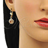 Arete Colgante 02.122.0113.4 Oro Laminado, con Champan and Blanca Cristal, Pulido, Tono Dorado