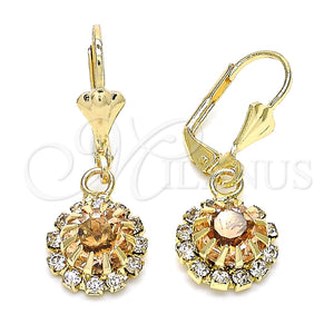 Arete Colgante 02.122.0113.4 Oro Laminado, con Champan and Blanca Cristal, Pulido, Tono Dorado