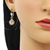 Arete Colgante 02.122.0113.5 Oro Laminado, con Blanca Cristal, Pulido, Tono Dorado