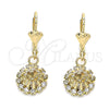 Arete Colgante 02.122.0113.5 Oro Laminado, con Blanca Cristal, Pulido, Tono Dorado
