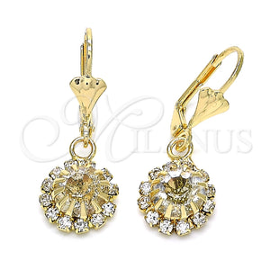 Arete Colgante 02.122.0113.5 Oro Laminado, con Blanca Cristal, Pulido, Tono Dorado