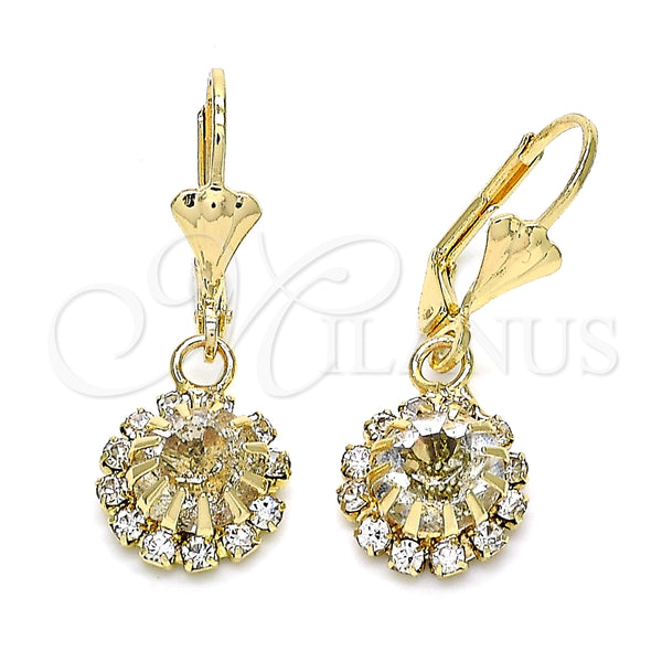 Arete Colgante 02.122.0113.5 Oro Laminado, con Blanca Cristal, Pulido, Tono Dorado