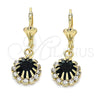 Arete Colgante 02.122.0113.6 Oro Laminado, con Verde and Blanca Cristal, Pulido, Tono Dorado