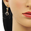 Arete Colgante 02.122.0113.7 Oro Laminado, con Dark Ametista and Blanca Cristal, Pulido, Tono Dorado