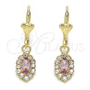 Arete Colgante 02.122.0115.2 Oro Laminado, con Blanca and Rosado Cristal, Pulido, Tono Dorado