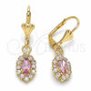 Arete Colgante 02.122.0115.2 Oro Laminado, con Blanca and Rosado Cristal, Pulido, Tono Dorado