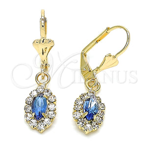Arete Colgante 02.122.0115.3 Oro Laminado, con Zafiro Azul and Blanca Cristal, Pulido, Tono Dorado