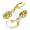 Arete Colgante 02.122.0115.4 Oro Laminado, con Peridoto and Blanca Cristal, Pulido, Tono Dorado
