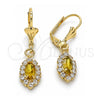 Arete Colgante 02.122.0115.4 Oro Laminado, con Peridoto and Blanca Cristal, Pulido, Tono Dorado
