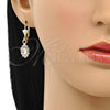 Arete Colgante 02.122.0115.5 Oro Laminado, con Blanca Cristal, Pulido, Tono Dorado