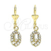 Arete Colgante 02.122.0115.5 Oro Laminado, con Blanca Cristal, Pulido, Tono Dorado