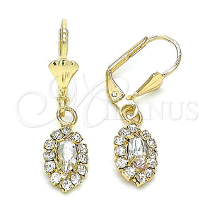 Arete Colgante 02.122.0115.5 Oro Laminado, con Blanca Cristal, Pulido, Tono Dorado