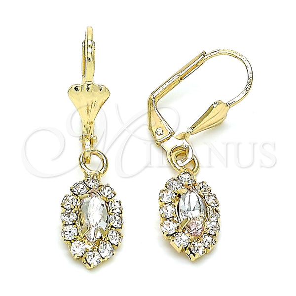 Arete Colgante 02.122.0115.5 Oro Laminado, con Blanca Cristal, Pulido, Tono Dorado