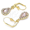 Arete Colgante 02.122.0116.2 Oro Laminado, Diseño de Gota, con Rosa and Blanca Cristal, Pulido, Tono Dorado