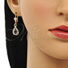 Arete Colgante 02.122.0116.7 Oro Laminado, Diseño de Gota, con Amatista and Blanca Cristal, Pulido, Tono Dorado