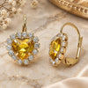 Arete Gancho Frances 02.122.0111.7 Oro Laminado, Diseño de Corazón, con Cristal Chanpan Oscuro y Blanca, Pulido, Tono Dorado