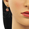 Arete Gancho Frances 5.125.009.2 Oro Laminado, Diseño de Flor, con Rosado and Blanca Cristal, Pulido, Tono Dorado