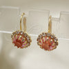 Arete Gancho Frances 5.125.009.2 Oro Laminado, Diseño de Flor, con Rosado and Blanca Cristal, Pulido, Tono Dorado